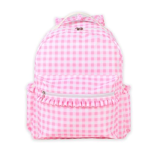 Nylon Backpacks for Women Lightweight Cute Casual Daypack Backpacks for Travel Shopping (Gingham Pink)