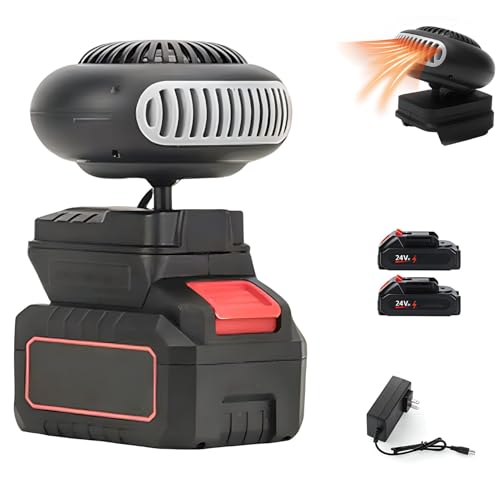 Calentador portátil recargable para coche y oficina, descongelador alimentado por pilas con control de temperatura de dos etapas, ideal para uso en interiores, 2 baterías incluidas