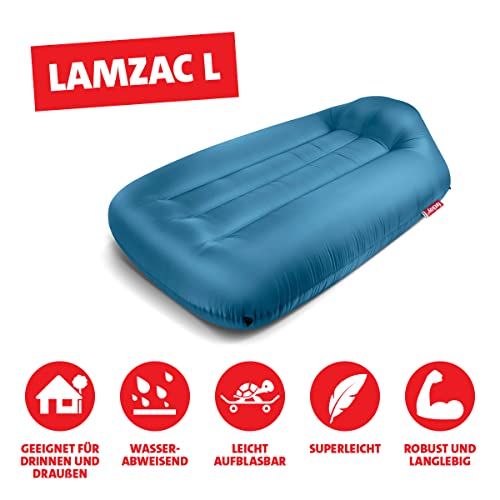 Fatboy® Lamzac L Inflatable Sofa/Bean Bag/Sofa, Sky Blue Hammock Filled with Air, for Outdoor Beach, Garden or Pool, 195 x 112 x 50 cm