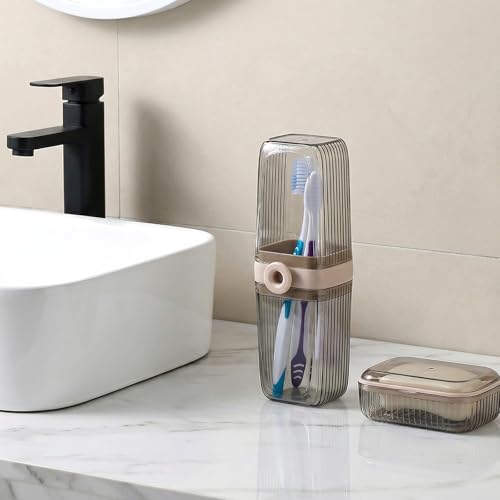 HaiFafafaing Toothbrush Travel Case 2 In 1 Toothbrush Holder With Cup Large Capacity Detachable Bottom Portable Travel Toothbrushs Case Container For Traveling Camping Business Trip Gym
