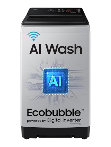 Samsung 8 Kg, 5 Star, AI Wash, AI Energy Mode, Wi-Fi, Ecobubble, AI VRT+, Super Speed, Soft Closing Door, Digital Inverter, Fully-Automatic Top Load Washing Machine (WA80F08S2LTL, Lavender Gray)