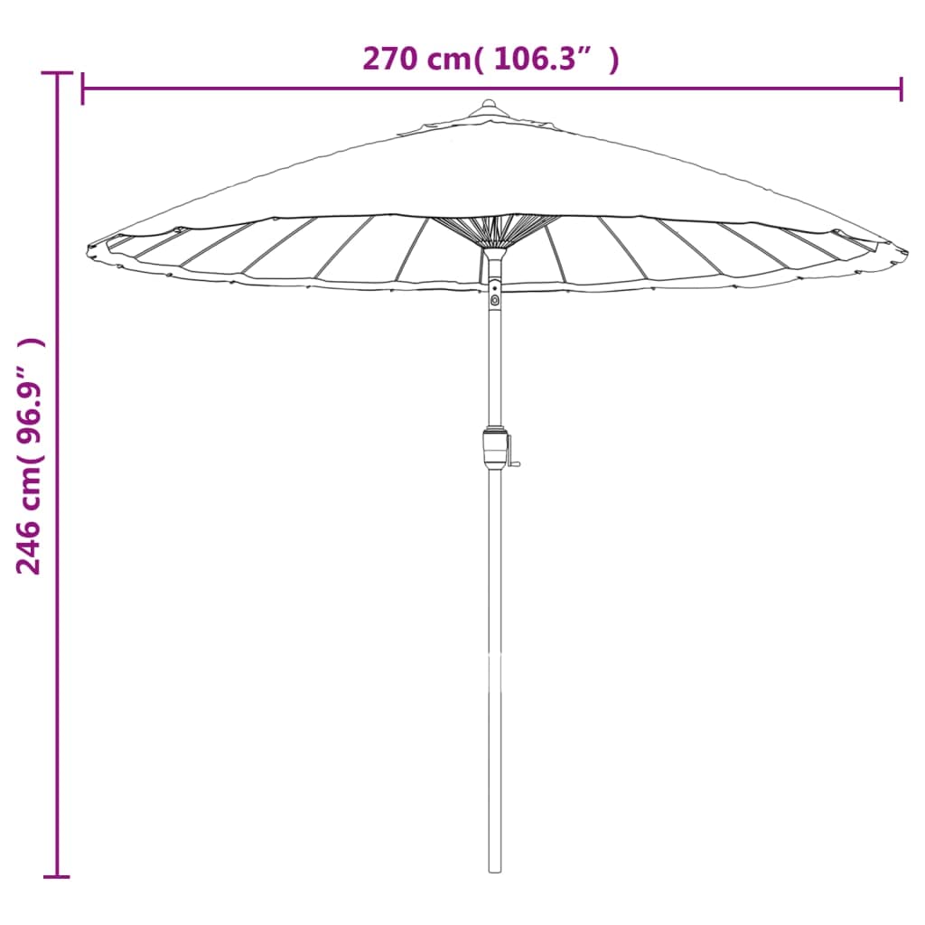 Parasol ogrodowy parasol przeciwsłoneczny do roślin, z aluminiowym masztem, 270 cm, zielony