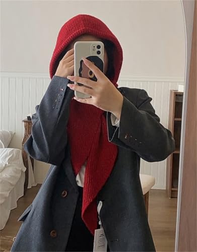 Women's Retro Hooded Shawl Wraps Casual Knitted Scraf Crochet Pullover Lightweight Warm Cape Neckwarmer2