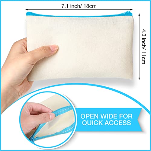 Image of Reginary 80 Pack Canvas Zipper Makeup Bags Bulk Pencil Pouches Blank DIY Craft Canvas Cosmetic Bag Pouch with Zipper for Makeup Cosmetic Toiletry Stationary Storage(Natural and Colorful Zippers)