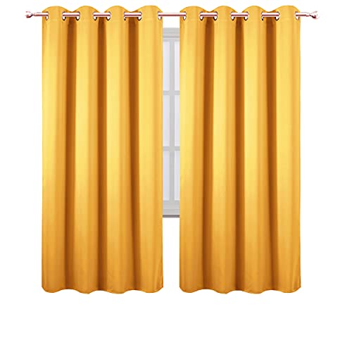 Image of LEMOMO Yellow Thermal Blackout Curtains /52 x 72 Inch /Set of 2 Panels Room Darkening Curtains