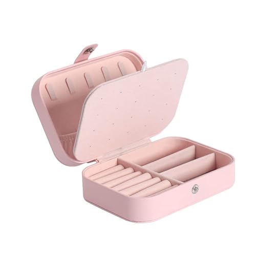 WANGCL Boîte à bijoux portable en cuir synthétique pour bagues, boucles d'oreilles, collier (rose) Cover