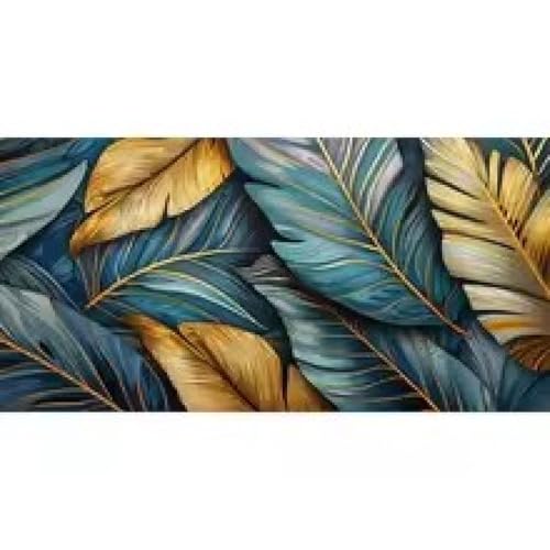 Peinture sur toile texturée pour habiller un mur vide, grande affiche moderne feuilles dorées