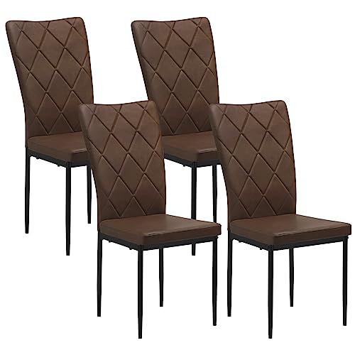 WOLTU Esszimmerstühle 4er Set, für Esszimmer Küche Wohnzimmer Büro, Küchenstühle Kunstleder, mit hoher Rückenlehne, Metallbeinen, bis 150 kg belastbar, Vintage, Dunkelbraun WOLTU Esszimmerstühle 4er Set, für Esszimmer Küche Wohnzimmer Büro, Küchenstühle Kunstleder, mit hoher Rückenlehne, Metallbeinen, bis 150 kg belastbar, Vintage, Dunkelbraun