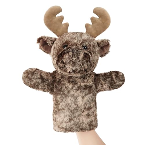 JUSTQUNSEEN Hand Puppet Christmas for Toddlers Winter Forest Soft Plush Educational Story Time Interactive Learning Stuffed Animal Family Fun Reindeer...