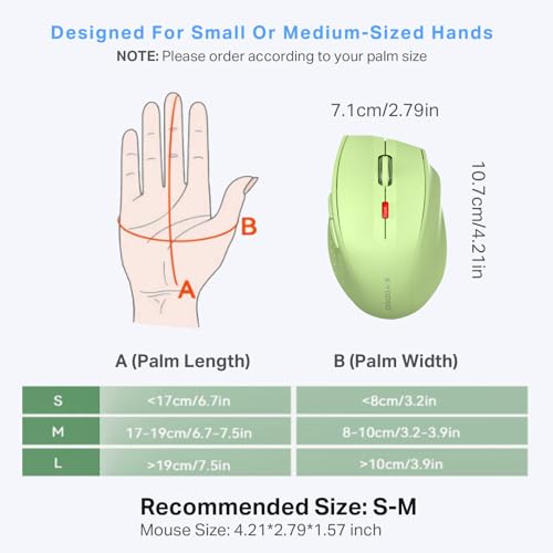 Image of E-YOOSO Wireless Mouse for Laptop, Portable Optical Computer Mouse, 6 Buttons, Cordless 2.4GHz with USB Receiver, 5-Level 4800 DPI, 18 Months Battery Life, for PC Chromebook Windows Mac (Light Green)