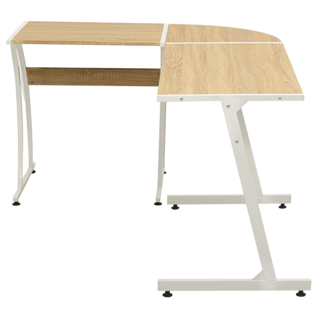 Scrivania ad Angolo a L Rovere, Tavolo PC per Studio, 152x117cm | Ampio piano salvaspazio a forma di L in legno multistrato e metallo, ideale per ufficio o studio domestico.