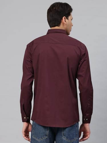 Image of Majestic Man Men's Washed Cotton Twill Casual Shirt -| with Dual Flap Pockets - Slim Fit | Full Sleeve | Casual Wear | Trendy & Comfortable