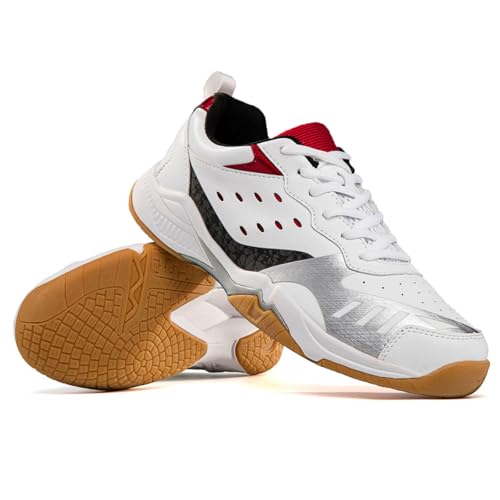 Ors iblah Zapatos de Bádminton Femeninos, Zapatillas Deportivas Planas Sin Deslizamiento de Voleibol Sin Deslizamiento, Zapatillas de Ejercicio Livianas y Cómodas,Red-44
