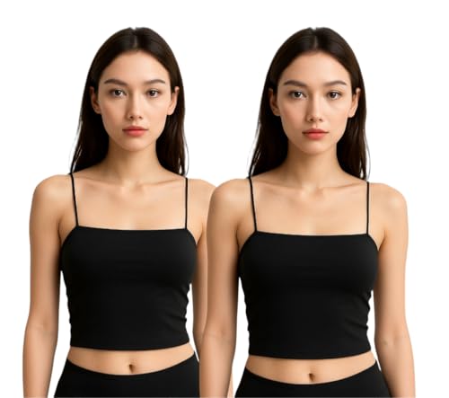 Image of Women's Seamless Long Crop Top Combo | Lightly Padded Smooth Stretchable Camisole Bra for Daily Comfort & Support | Pack of 2