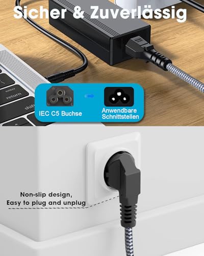 Cable de alimentación trenzado de nailon de 3m anti enredos 4