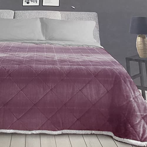 Byour3 - Plaid Bettdecke Doppelbett Queen Size Einzelbett Decke Leichte Fertige Weich Tagesdecke Jacquard Waschbar Gedruckt Elegant (Schottische Pflaume, Doppelbett 250x250 cm) Cover