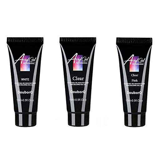 Poly Extension Nail Gel Kit Nail Crystal Jelly Extension Set for Builder Gel Nail Gel Nail Art Design Nail Extension Gel Nail Salon All-in-One French Kit Easy DIY at Home 15ML