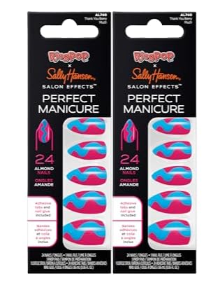Sally Hansen, False Nail Salon Effects Perfect Manicure, Thank You Berry Much, Press On Nails, Almond Shaped, Non-Damaging Adhesive Tabs, File, and Alcohol Pad Included