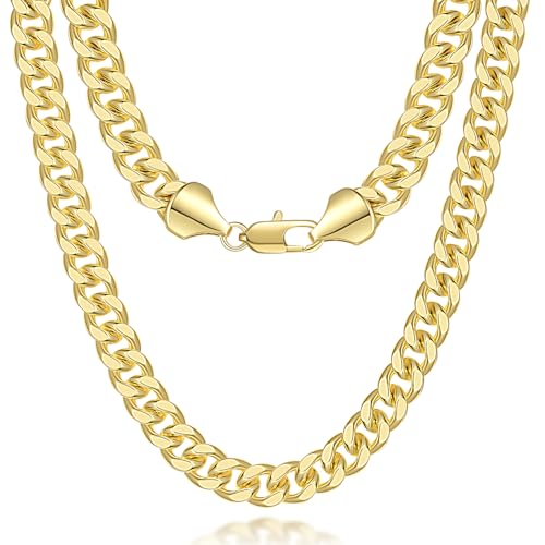 7MM Gold Chain for Men Women 14K Gold Chain Necklace for Women Mens Chains Necklaces Cuban Link Chains 16'' 18'' 20'' 22'' 24'' 26'' 30''