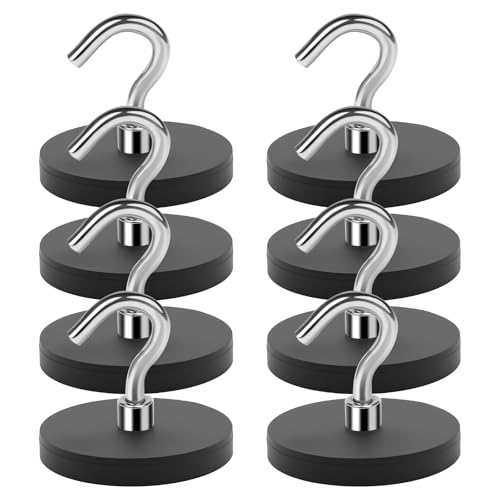 8 ganci magnetici, ganci magnetici extra forti, ganci magnetici al neodimio, magneti gommati D43 mm, per appendere, crociera, tenda, casa, cucina, posto di lavoro, rimovibile senza foratura