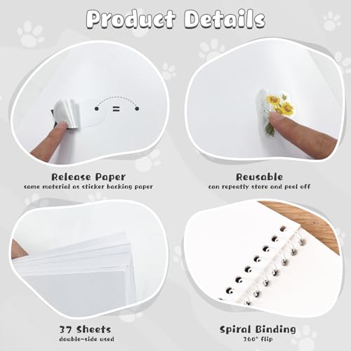 Álbum reutilizable para colección de pegatinas A5 con 37 hojas de liberación | Cuaderno organizador de pegatinas sin usar, ideal para adultos, planificación, diario y scrapbooking miniatura 2