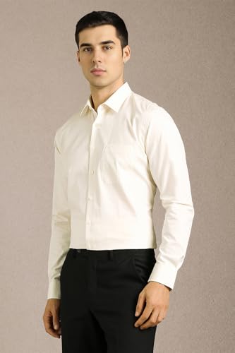 Image of Louis Philippe Men's Slim Fit Easy to Iron Everyday wear Premium Cotton Full Sleeve Textured Formal Shirt