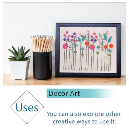 Image of picknMAKE Hoop-Free Needle Stitch Floral Symphony DIY Hand Embroidery Kit Set For Adults,Stiff Jute Fabric Art Craft Work,Printed Floral Design With Threads,Needles,Cutter & Instruction,Multicolor