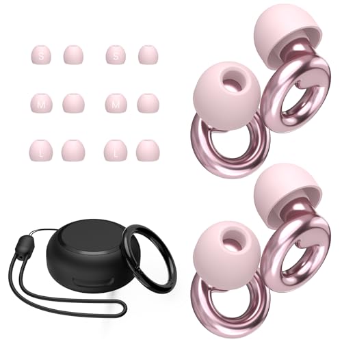 JUSTRVN Ear Plugs for Sleeping 2 Pairs of Stylish Reusable Noise Reduction Earplugs with 8 Pairs Tips & case Hearing Protection Earplugs for Concert Travel Work Live Events - 25dB-30dB
