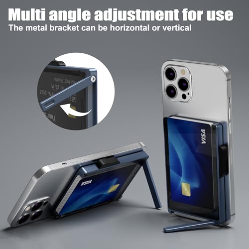 Minimalist Wallet for men, Clear ID Window, MagSafe Slim Wallet Stand,RFID Blocking,Magnetic Wallet,Pop-Up Card Case (Blue)2