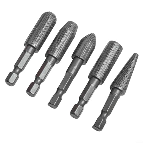 Set de fresas rotativas de acero para taladro, 5 piezas miniatura 6