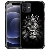 FKBRCL4U for iPhone 12/12 Pro Case, King Crown Lion Pattern Graphic Design Girl Boy Soft Silicone Hard Acrylic Shock Protection for iPhone 12/12 Pro