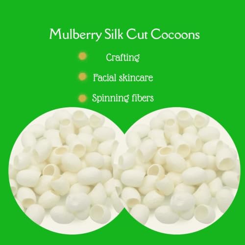 Mulberry Silk Cut Cocoons - Ideal for Spa, Facial Massage, and Beauty - Spinning and Crafts - White Bombyx Mori Cocoon (Pack of 40 Pcs) by Knitsilk - Used condition - Image 3