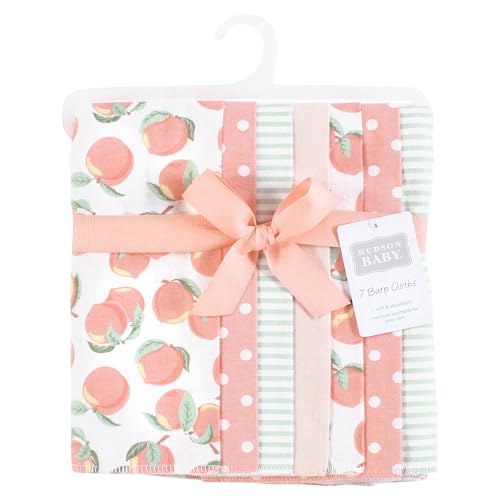 Image of Hudson Baby Unisex Baby Flannel Burp Cloth 7pk, Sweet Peach, One Size