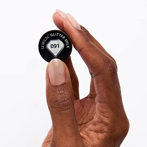 Semilac Uv Hybrid Black & White Gel Smalto Colore 091 Glitter Milk 7 Ml - 2