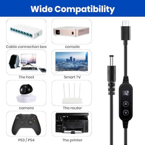 Image of Verilux PD 65W Type C to DC Power Cord with 8 Connectors, 5V-20V Five-Speed Adjustable Power Design with Digital Display & Dual-Button, USB C to DC Converter for Laptops, Routers, Home Appliances