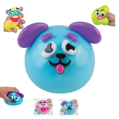 Smushers Squishy Toys Curiosities Smushers Dog Face Swap Squishy Cute Easy Squeezy Funny Face Squishy Stress Balls Stress Relief Gifts for Adults (Blue)
