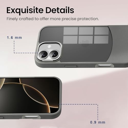 Image of KARWAN️Fusion Edge Leather Transparent Mobile Back Case | Slim Fit | Anti-Fingerprint| Scratch-Resistant | Premium Grip | Shockproof case | Back Cover for iPhone 16 || Grey