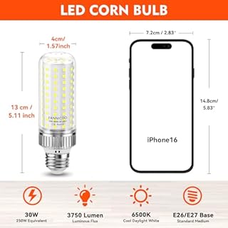 LED Light Bulbs 250W Equivalent Led Bulbs 3750LM 6500K Cool Daylight White 30W E26/E27 Base Ceiling Fan LED Corn Light Bulb for Garage Backyard Warehouse Basement Yard Indoor Outdoor(3 Pack)