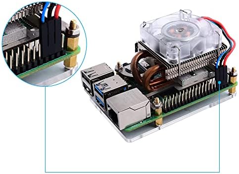 GeeekPi Raspberry Pi Low-profile CPU Cooler, Raspberry Pi Horizontal ICE Tower Cooler, RGB Cooling Fan with Raspberry Pi Heatsink for Raspberry Pi 4 Model B & Raspberry Pi 3B+ & 3B (Silver)
