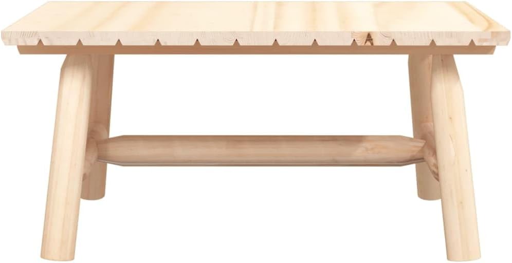 Rustic Solid Spruce Wood Coffee Table, Rectangular Indoor Outdoor Patio Tea Table, Durable Brown Garden Low Table for Living Room, Balcony, Terrace