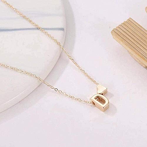 Preisvergleich Produktbild CKAWM Halskette Edelstahl Brief Anhänger Halsketten Kleines Herz Zierliche Anfängliche Personalisierte Halskette Für Frauen Gold Silber Schmuck