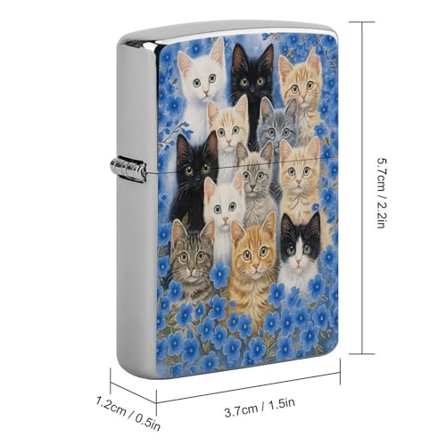 Funda metálica para encendedor con diseño de gato miniatura 2