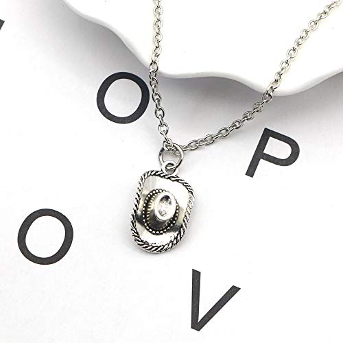 925 Sterling Silver Plated Cowboy Hat 3D Cap Charm Pendant Necklace4