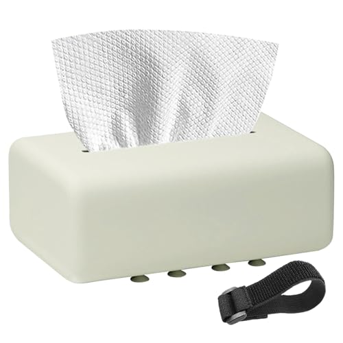 Samuliy Soportes para pañuelos para baños, soporte de pañuelos recargable con ventosa para el hogar, caja de pañuelos reutilizable para dormitorio, sala de estar, organizador de pañuelos para pared