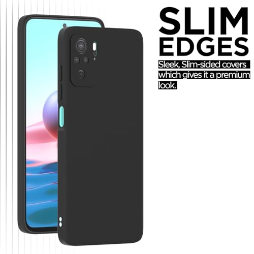 Image of Outlouders Back Cover for Redmi Note 10 / Redmi Note 10S | Camera Protection | Durable Soft Matte Silicone Bumper Case (Black)