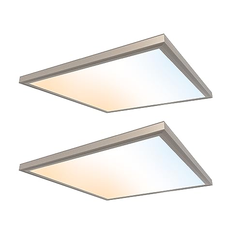 Image of UltraLux 2x2 Surface Mount Slim LED Panel Dimmable 3CCT Brushed Nickel 2Pk