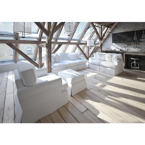 Sillón plegable blanco de algodón y madera miniatura 2