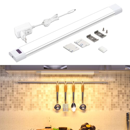WOBANE 30 cm LED Cocina Bajo Mueble Enchufable, Luces Led Cocina con Sensor sin Contacto, Regulable Luz Armario Adhesiva para Gabinete,Estanterías,Encimera, Blanco Cálido 2700K