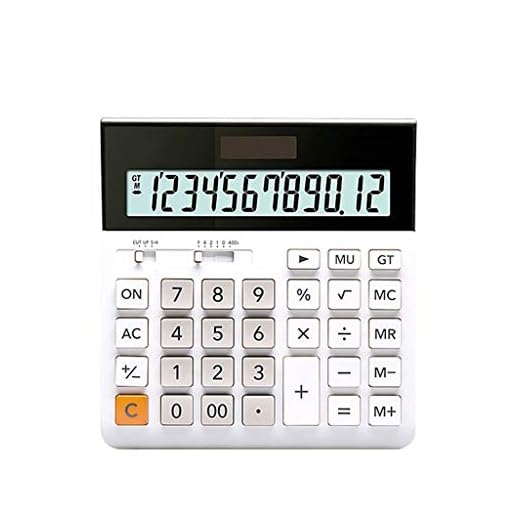 Business Office-kalkylator Stor kalkylator Ultra-wide Office Calculator Business Solar Stor bildskärm Miljövänlig Finansiell kalkylator (Color : White)