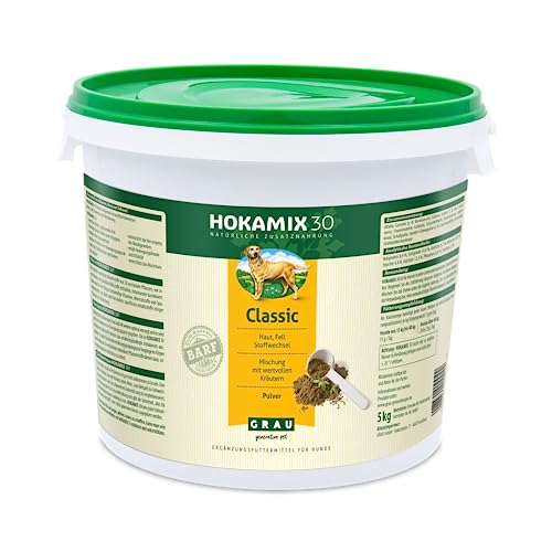 GRAU - das Original - HOKAMIX30 Classic Pulver, Alleskönner-Kräutermischung für Hunde, 30 wichtige Kräuter zur Vorsorge, 1er Pack (1 x 5 kg), Ergänzungsfuttermittel für Hunde